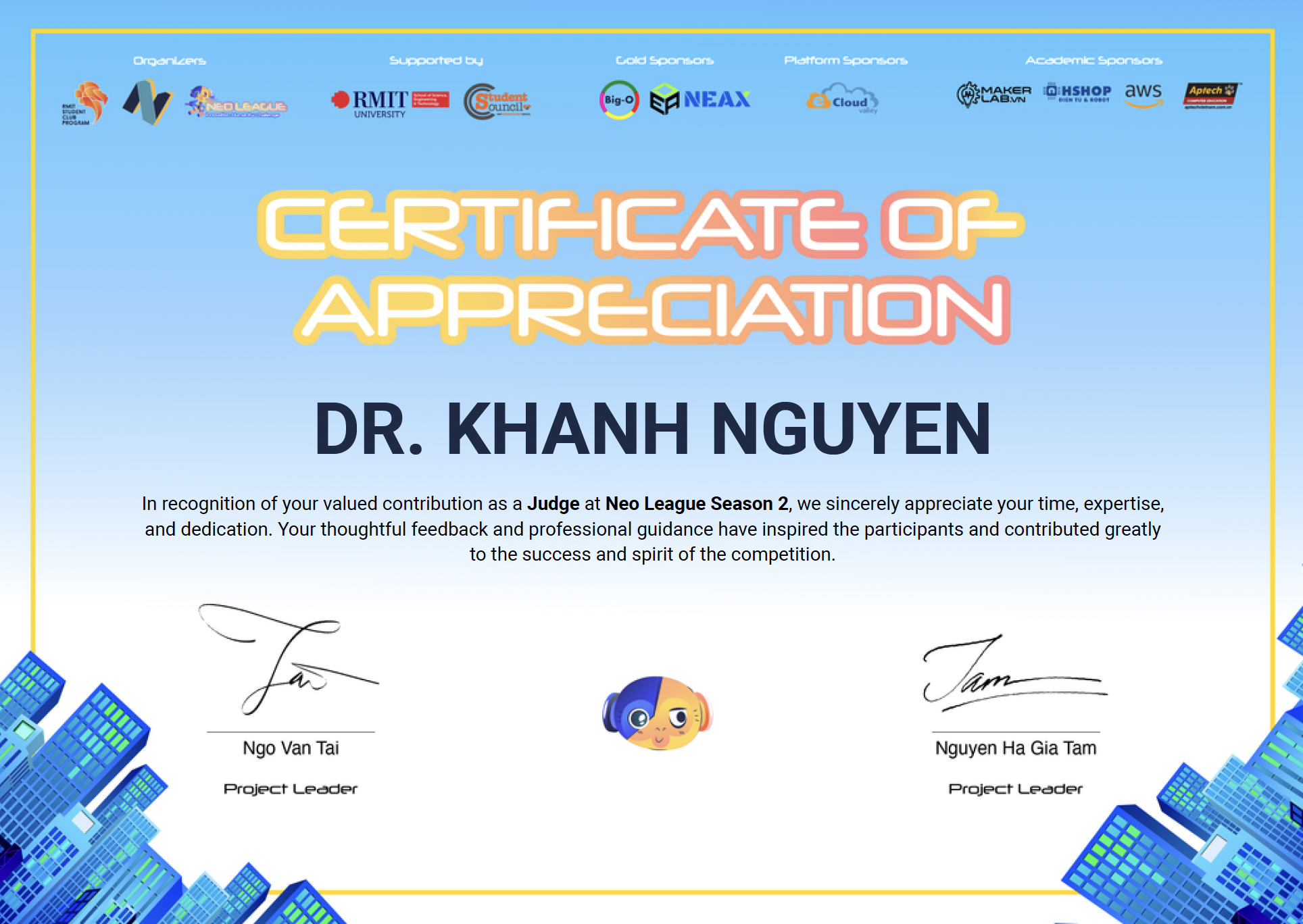 Certification completed by Nguyen Hoang Khanh