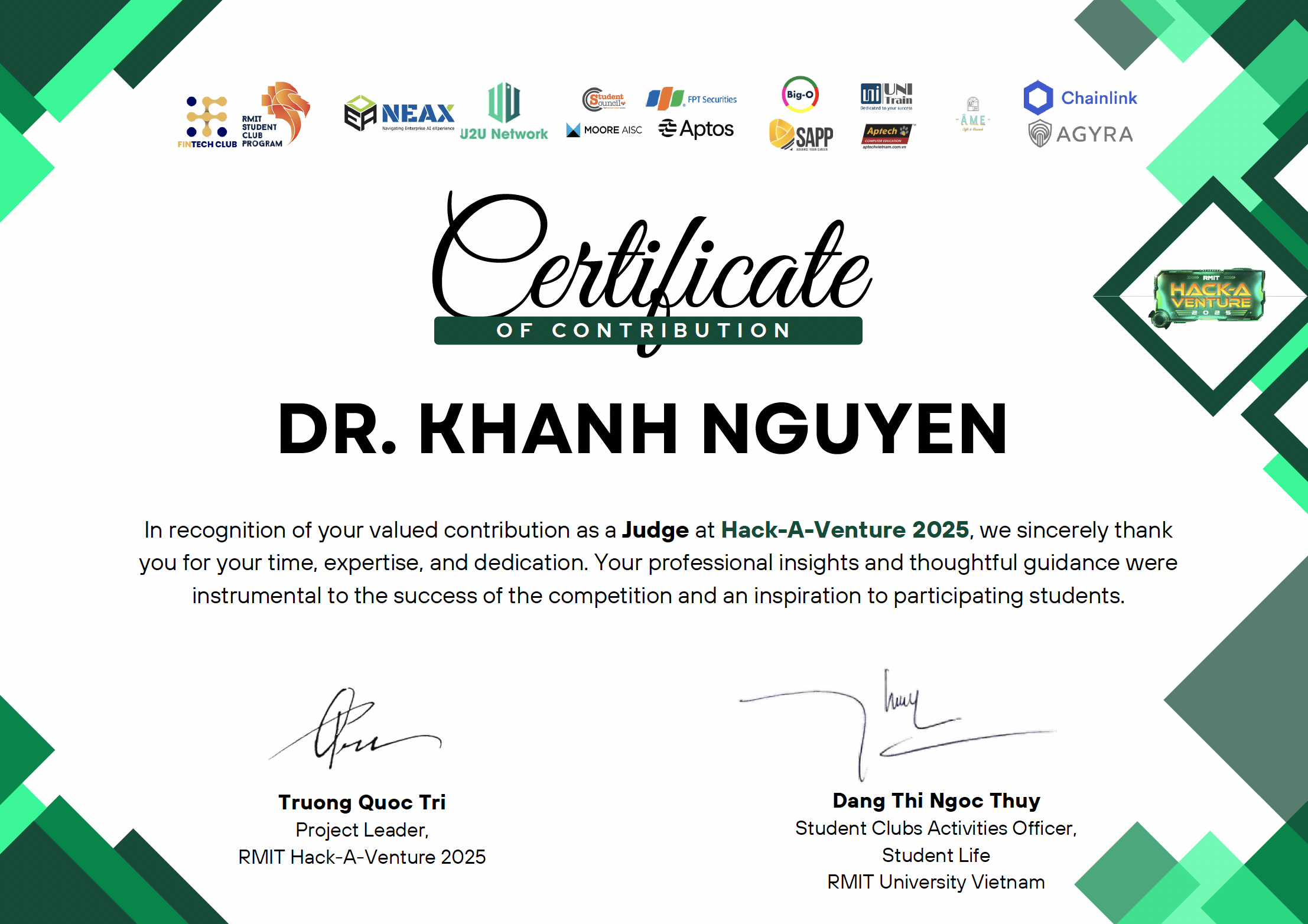 Certification completed by Nguyen Hoang Khanh